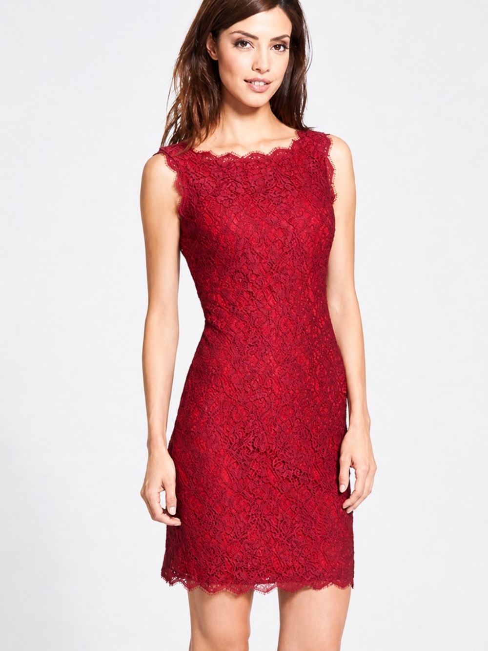 Adrianna Papell Red Lace Mini Dress (rack) - Picture 1 of 7